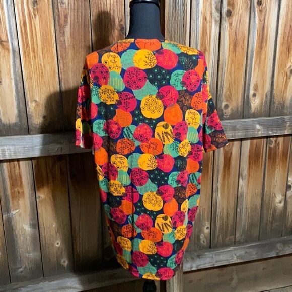 LuLaRoe Irma top casual orange red geometric balloons Sz XXS - Picture 2 of 2